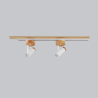 Custov Track lighting with wide wood base Industrial ceiling light