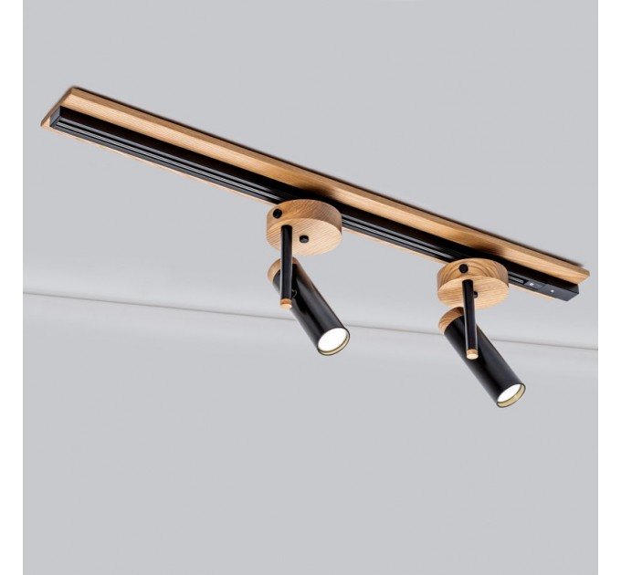 Track lighting with wide wood base Industrial ceiling light |GaffDesign