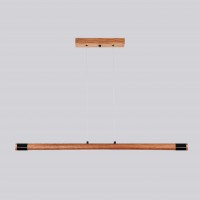 Line LED lighting Wooden walnut long chandelier