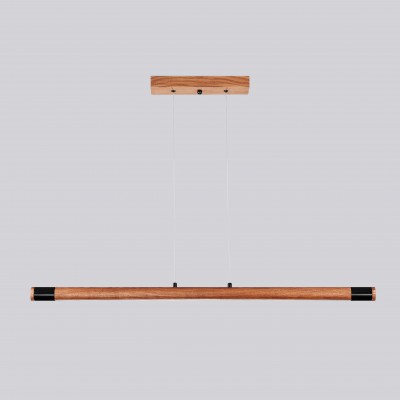 Line LED lighting Wooden walnut long chandelier