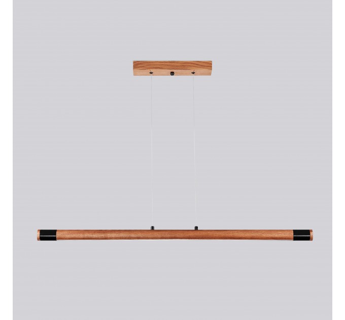 Line LED lighting Wooden walnut long chandelier |GaffDesign