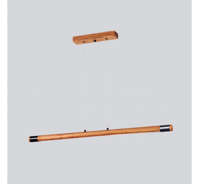 Line LED lighting Wooden walnut long chandelier |GaffDesign