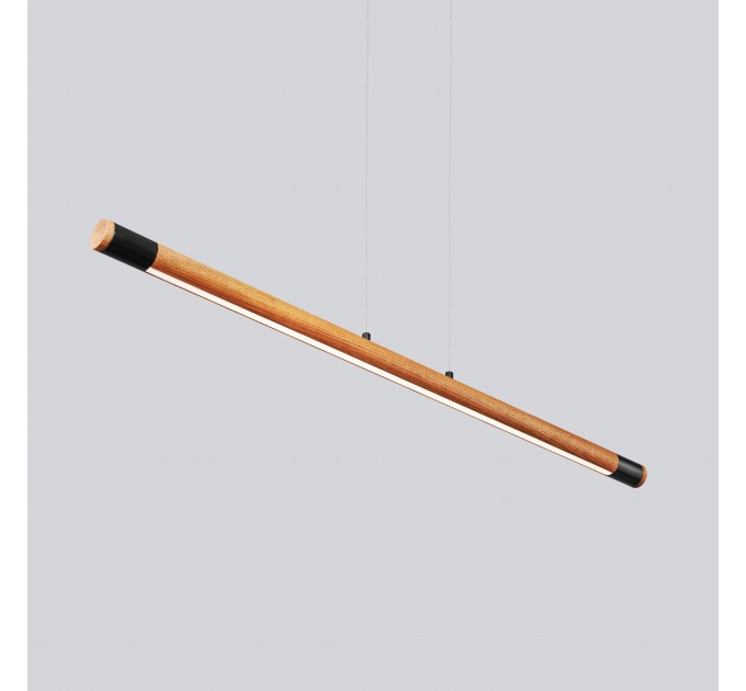 Line LED lighting Wooden walnut long chandelier |GaffDesign