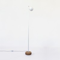 Modern Minimalist Floor Lamp with Wooden Base White LED Standing Light