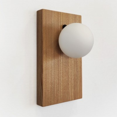 Globe wooden wall sconce White ball light Industrial lighting