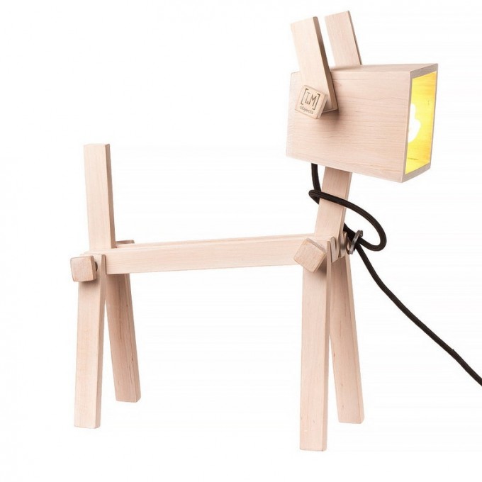 Wooden table lamp Table lamp for dog lovers Nursery lighting